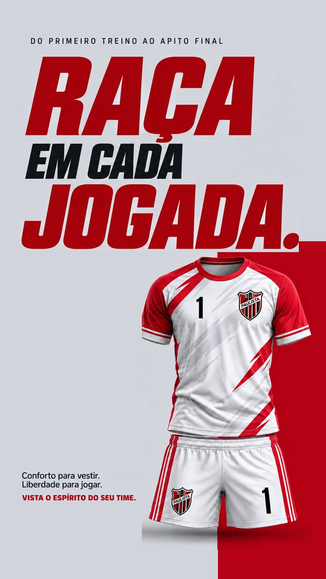 Criativo profissional do mesmo uniforme no formato vertical para Instagram e TikTok, feito pela Gaikan